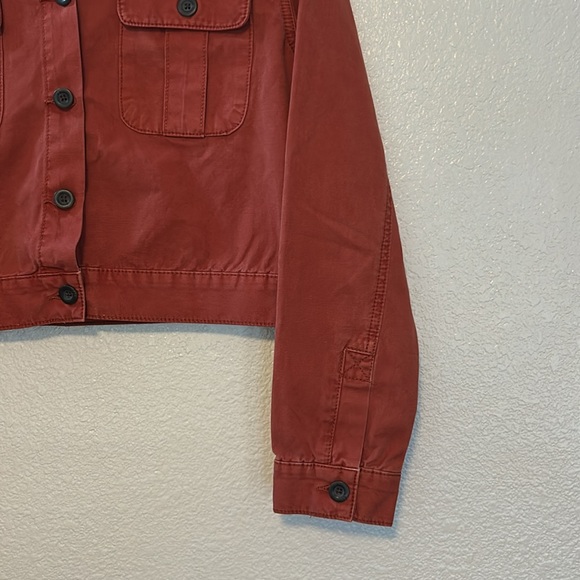 Free People Women’s Cropped Chore Jacket Copper Auburn Color Sz small - Picture 8 of 12